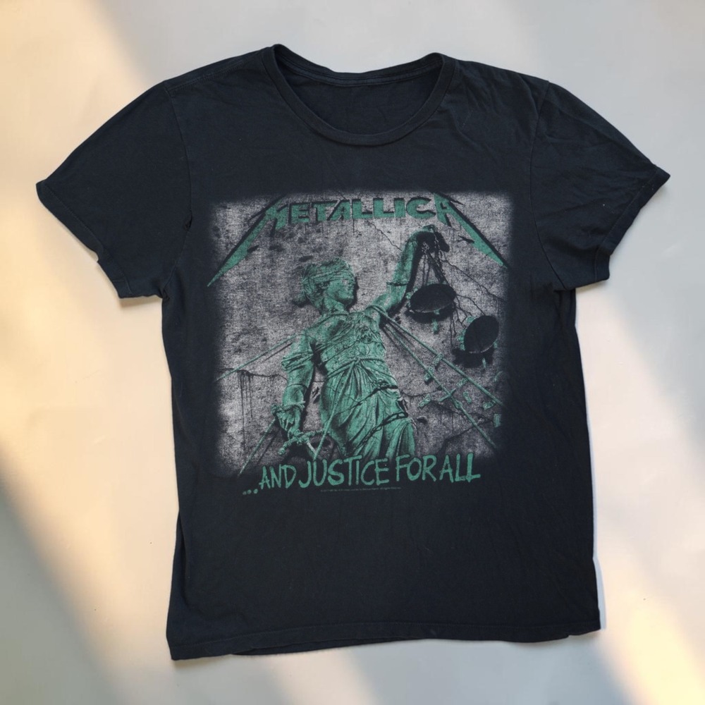 2010s Metallica And Justice For All Lady Justice Green Band T Shirt Black S